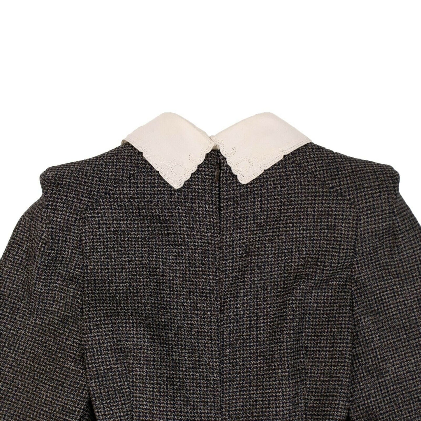 Wool Micro Check Pleated Midi Dress - Gray