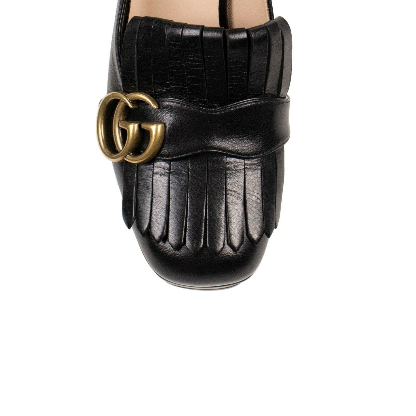 Leather Fringe Platform Pumps - Black