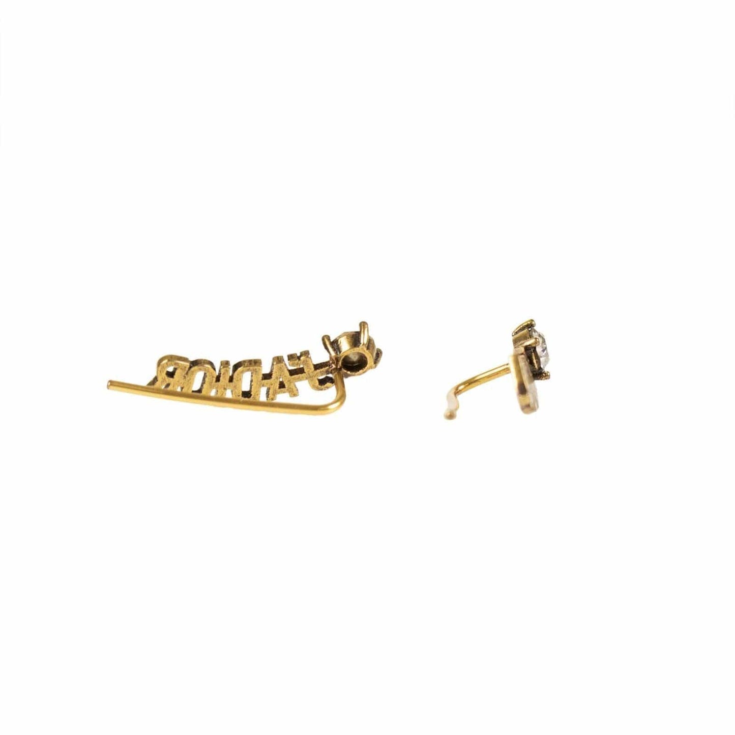 Antique 'J'Adior' Strass Climber Earrings - Antique Gold