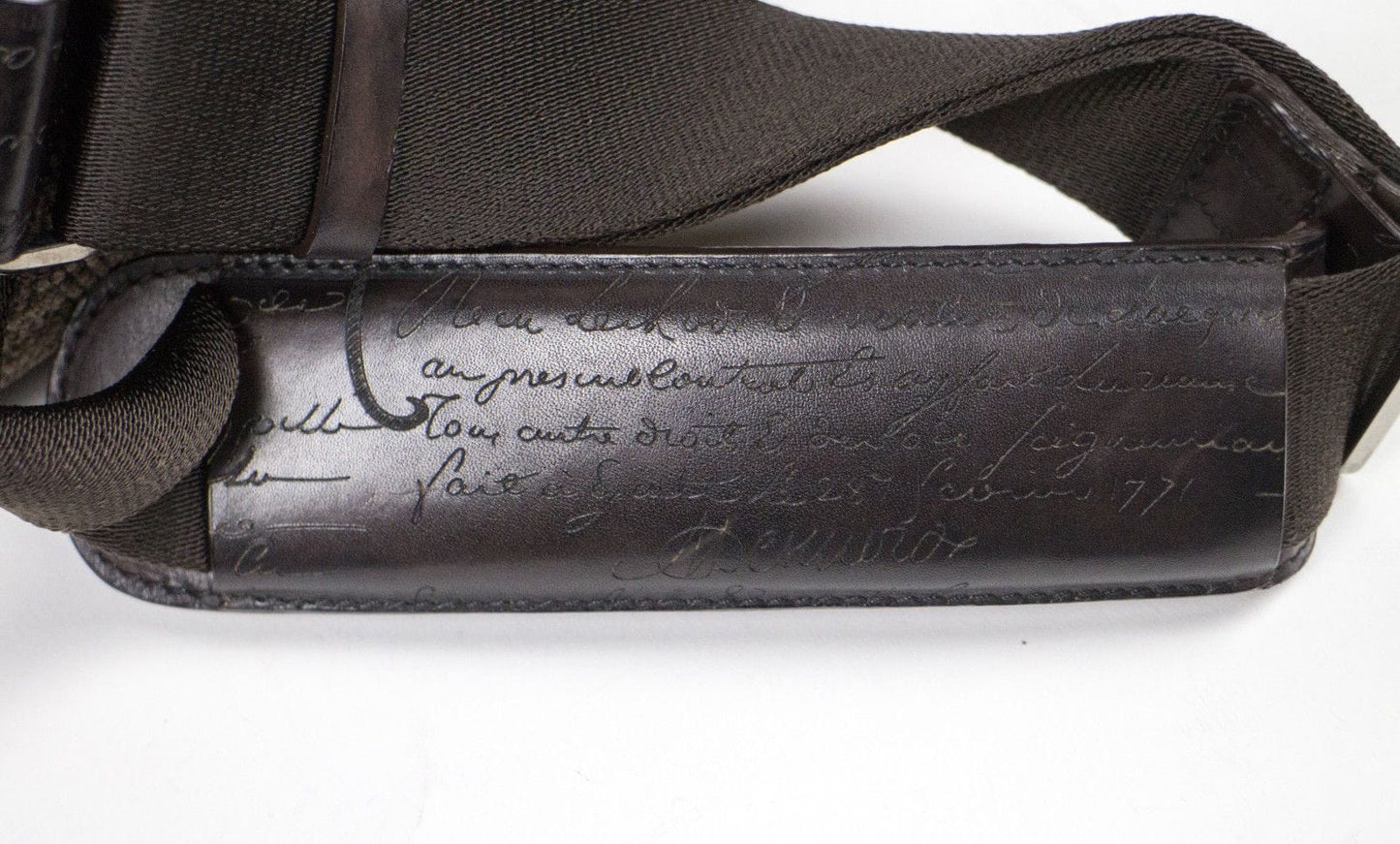 Herringbone Wool & Leather Duffel Shoulder Bag - Brown