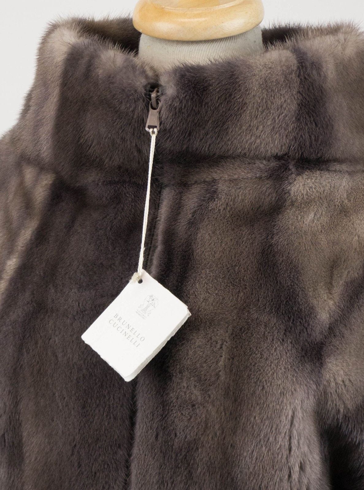 Brunello Cucinelli Marble Brown Mink Fur Jacket Coat Cape Size 6/42 $18670
