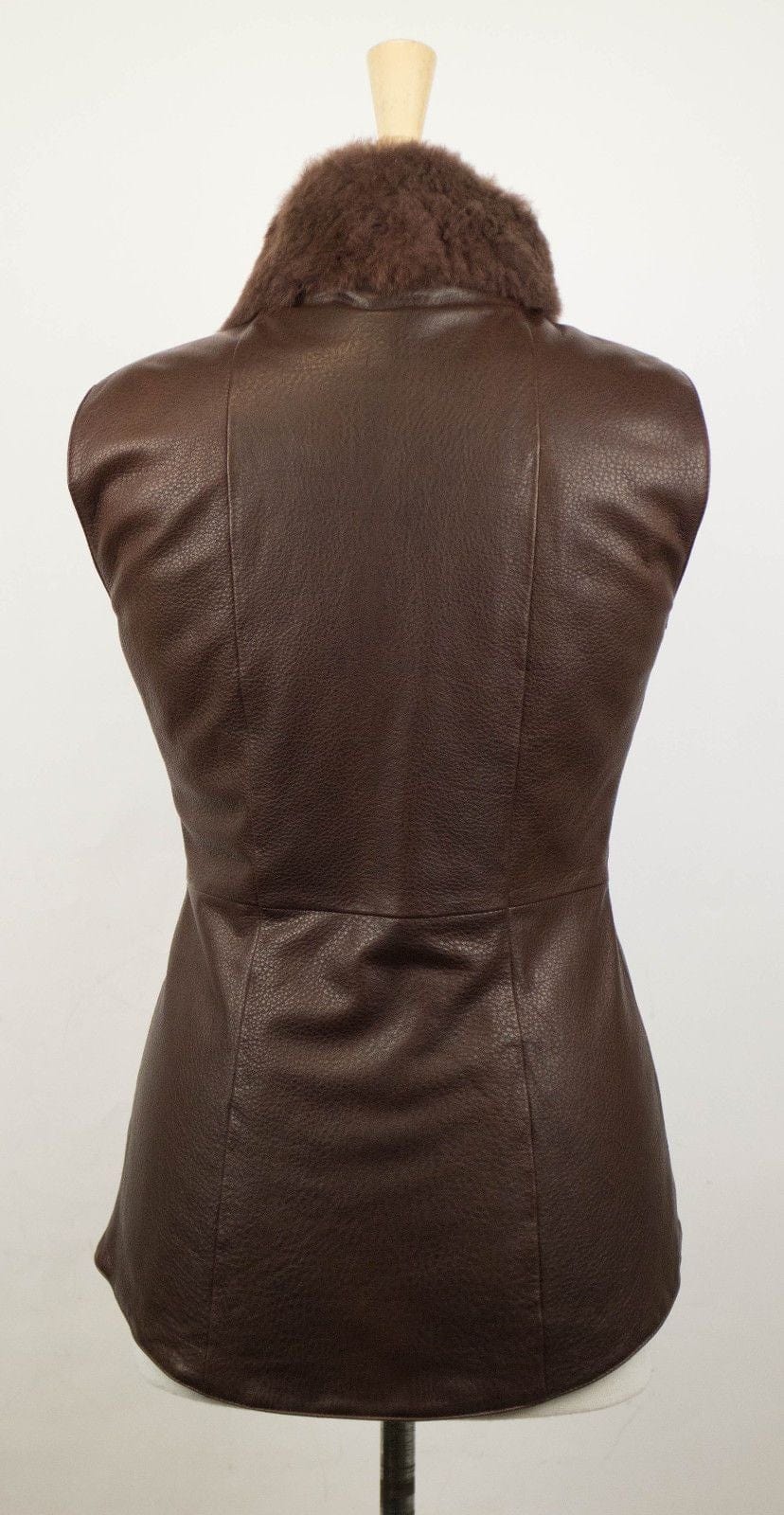 Brunello Cucinelli Women's Brown Leather Jacket W/ Fur Vest Size 6/42 $5445