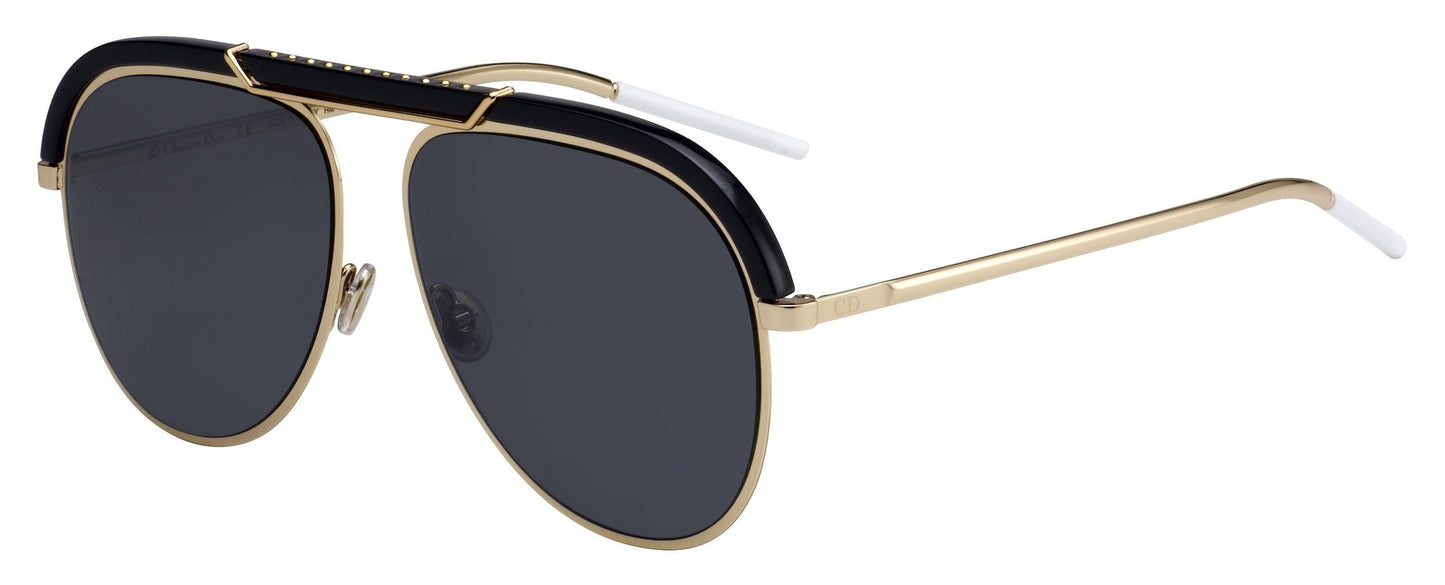 Dior Desertic 2M2 Aviator Sunglasses - Black Gold / Gray