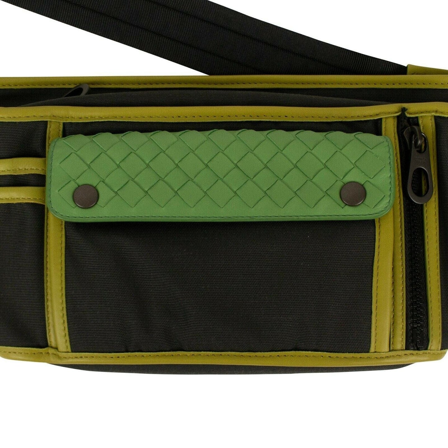 Canvas Intrecciato Detail Belt Bag - Gray