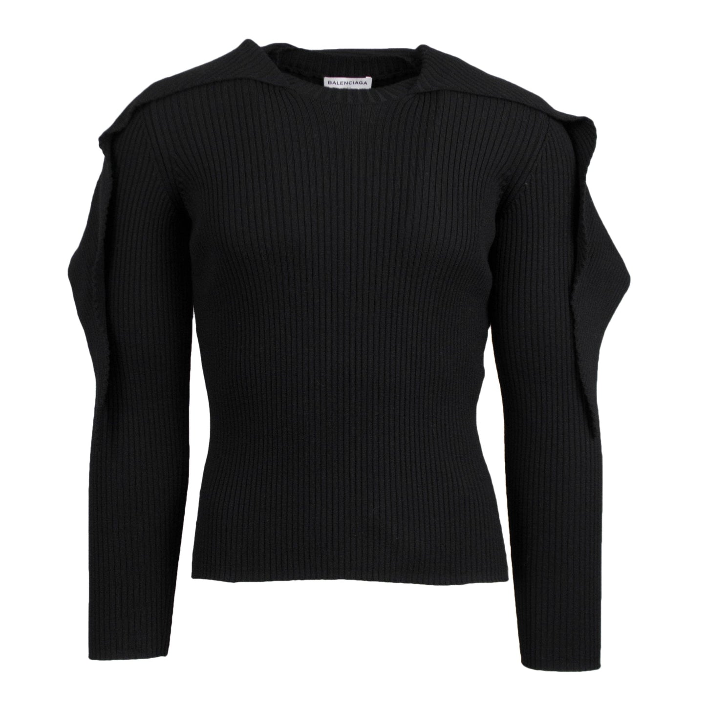 Black Wool Blend Crewneck Sweater