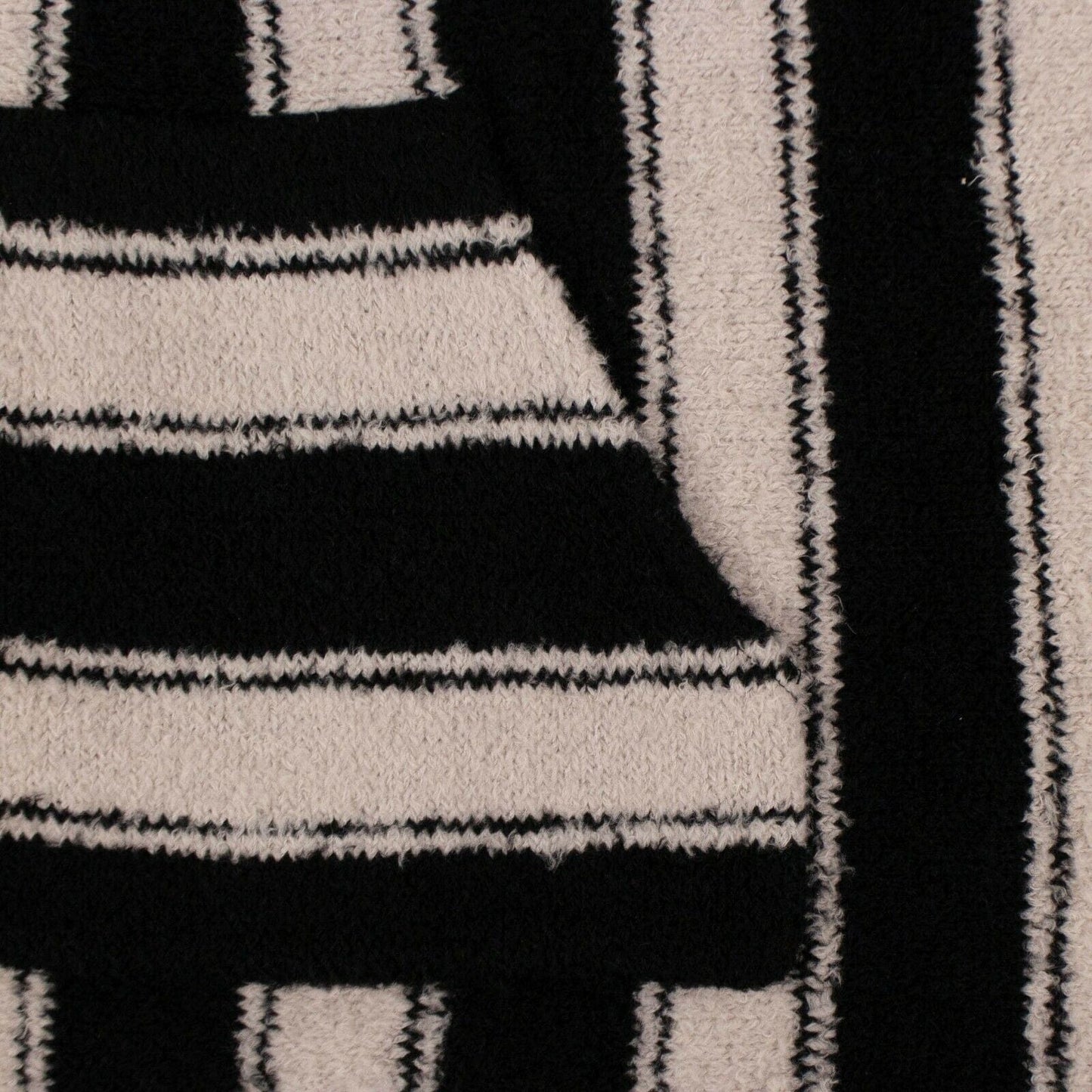 Baja Wool Striped Knit Hoodie Sweater - Black / White