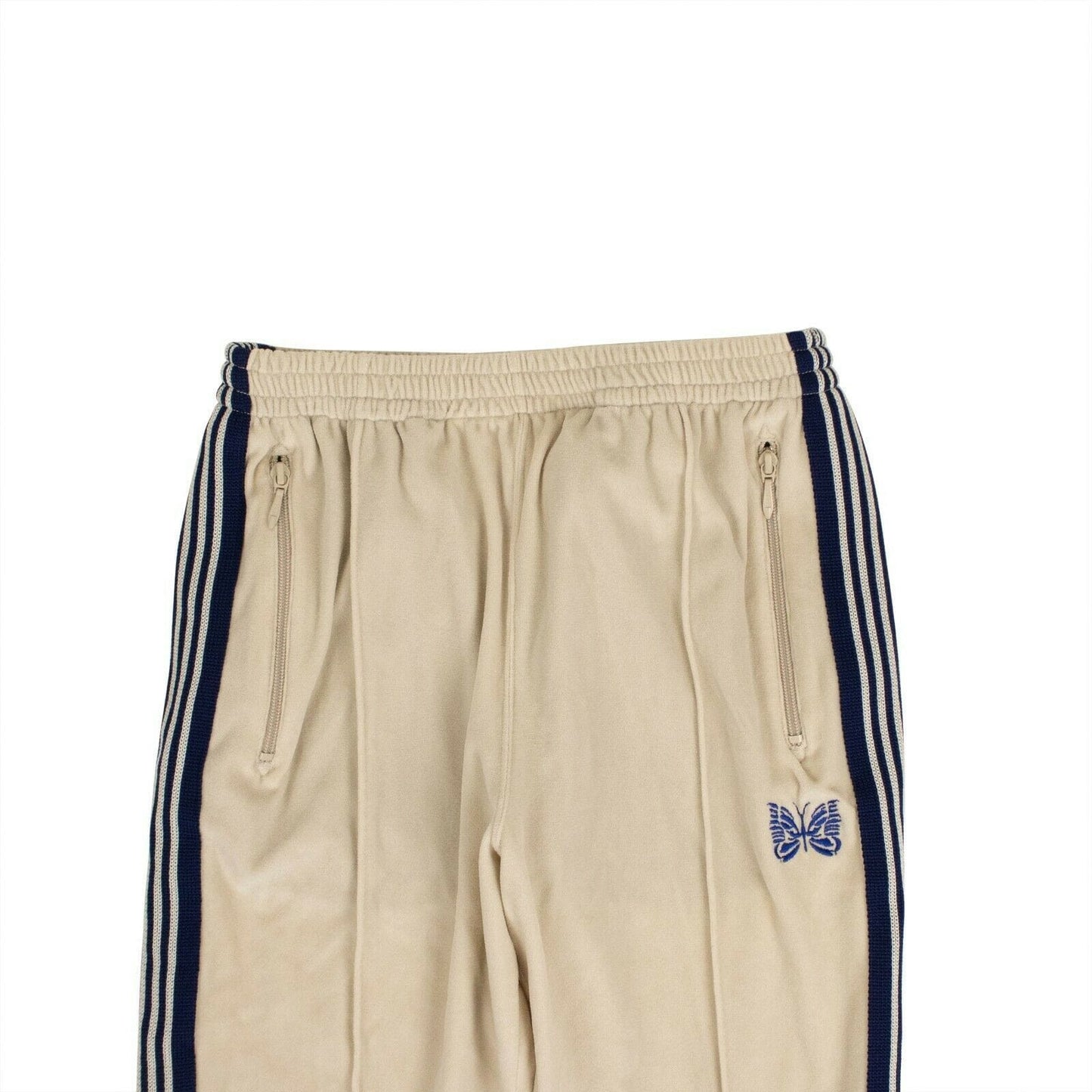 Velour Side Stripe Track Pants - Beige