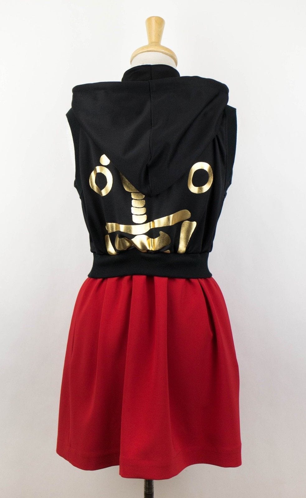 Moschino x Jeremy Scott Sleeveless Front Zip Hooded Dress - Black / Red