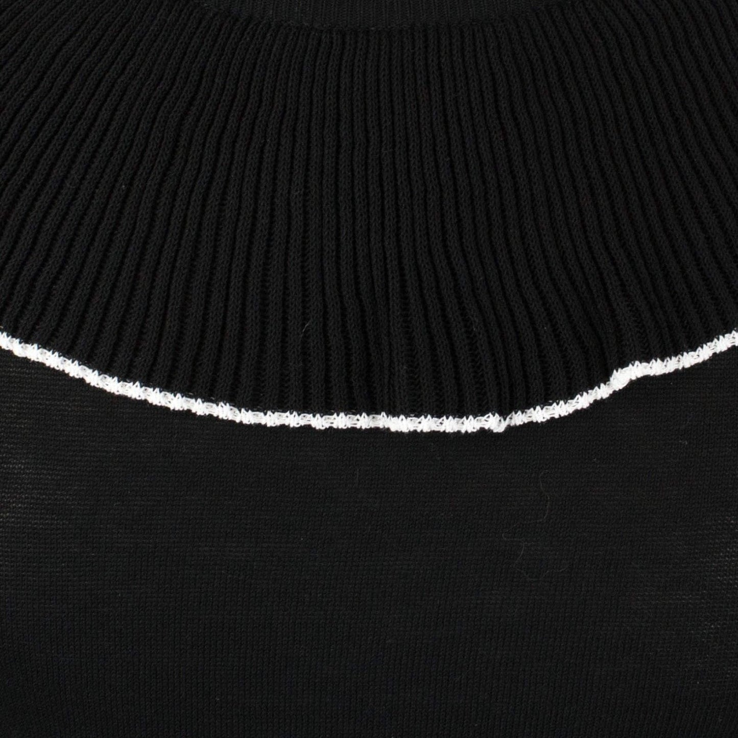 Cotton Short Sleeve Frill Neck Dress - Black