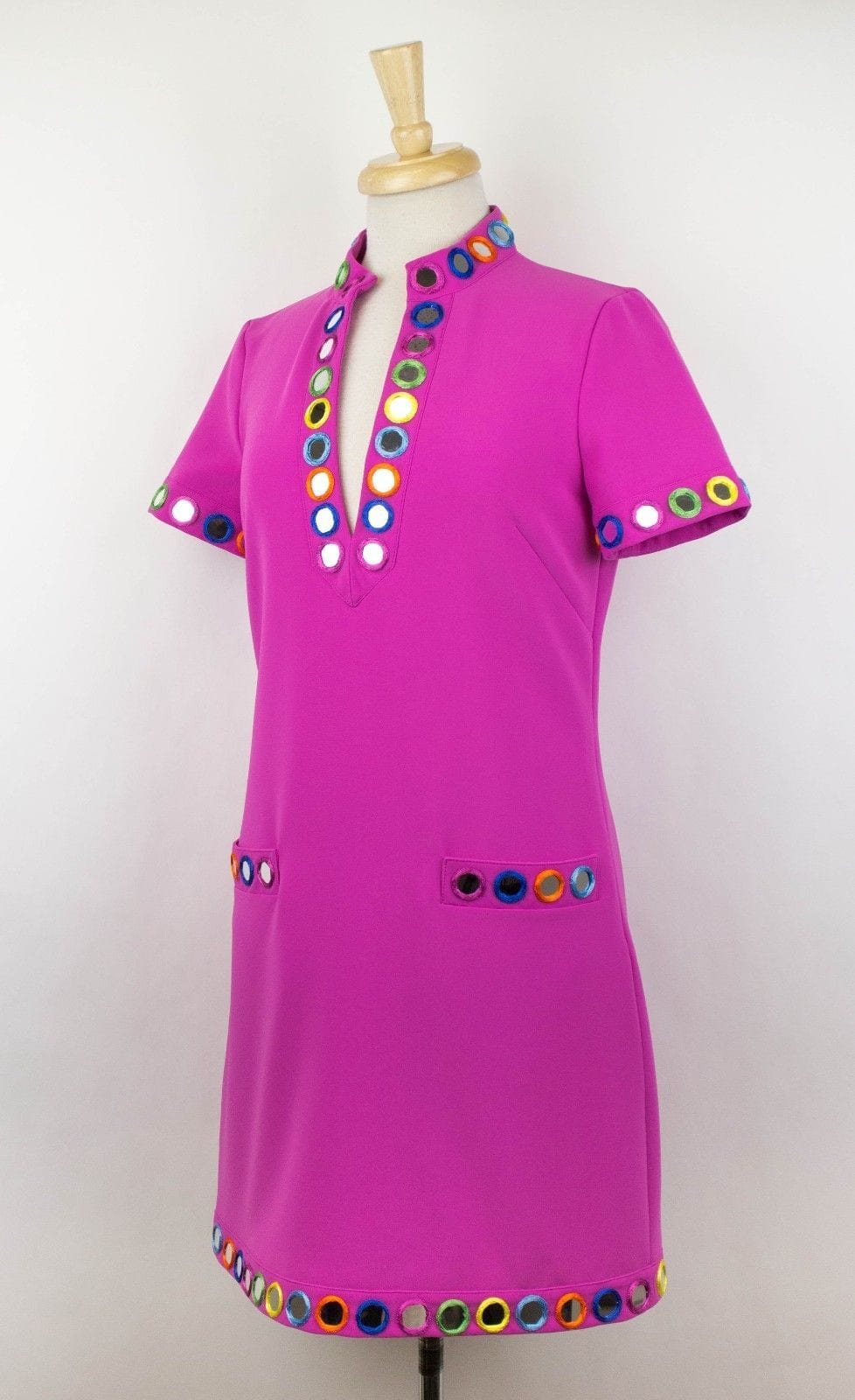 Moschino x Jeremy Scott Mirror Embellished T-Shirt Dress - Pink