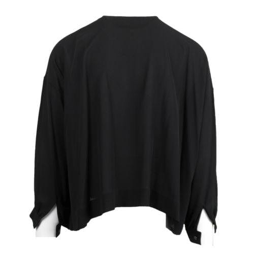Black Silk Long Sleeve Ascot Blouse