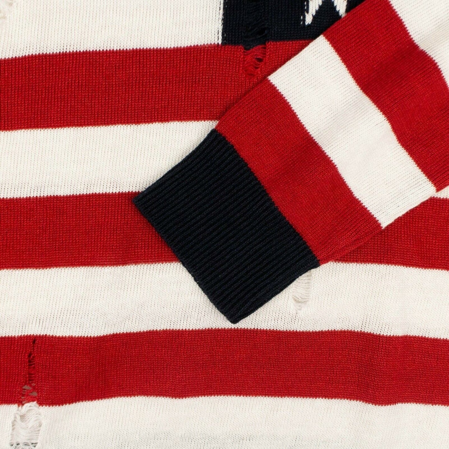 American Flag Distressed Linen Sweater - Red / White / Blue