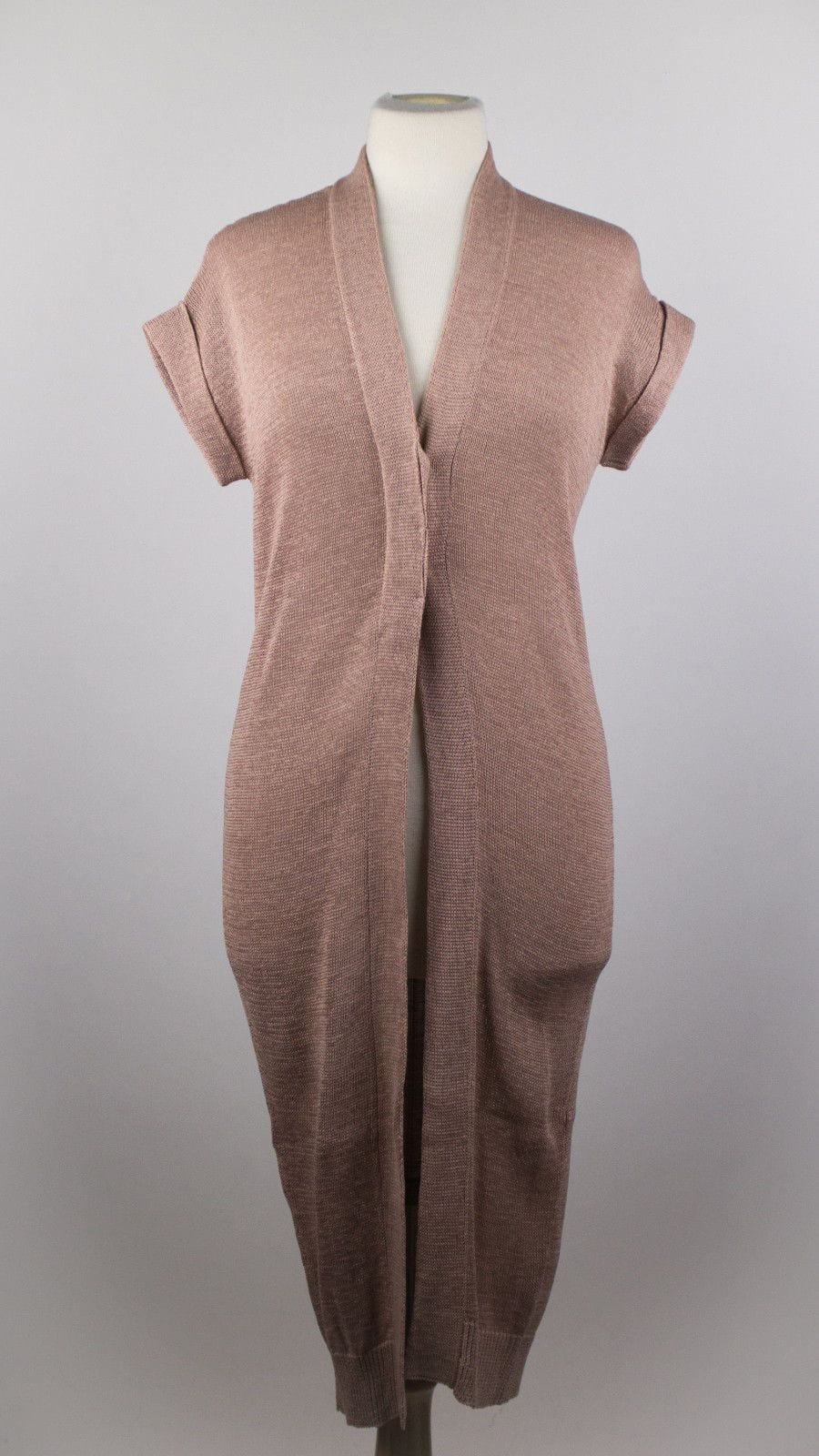 Knitted Cotton Sweater Dress Jacket - Coral Pink