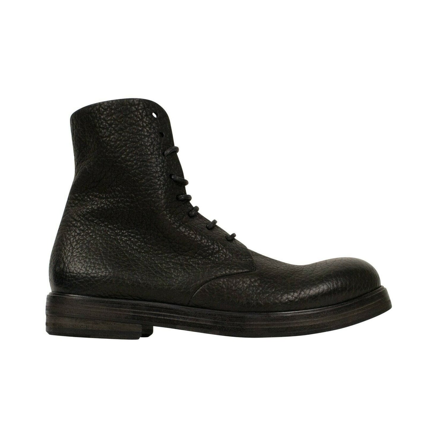 Zucca Zeppa Pebbled Leather Lace Up Boots - Black