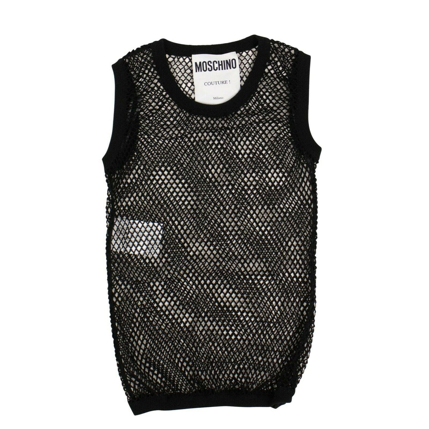 Cotton Mesh Fishnet Vest - Black