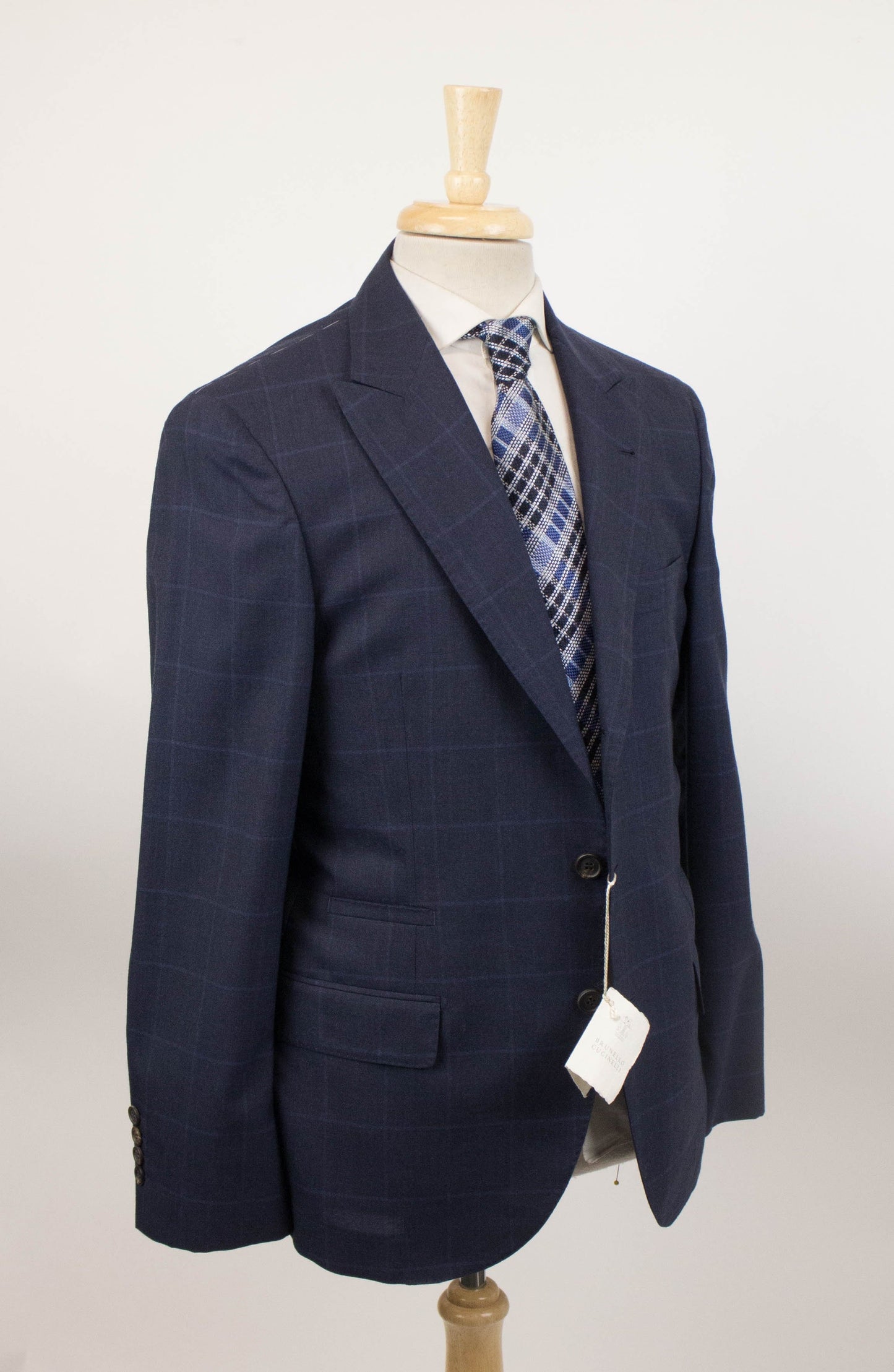 Windowpane Wool Blend 3/2 Button Sport Coat - Blue