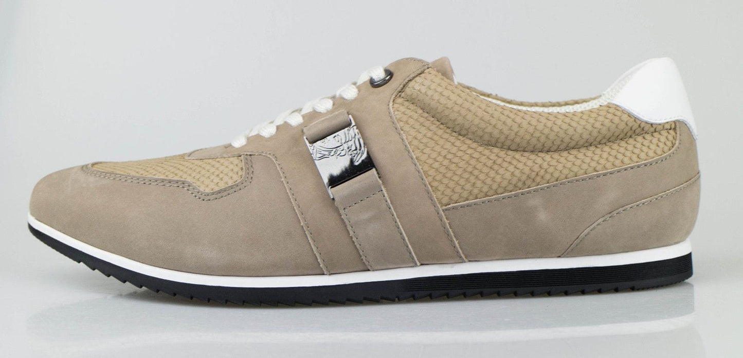 Suede Leather Lace Up Sneakers - Tan