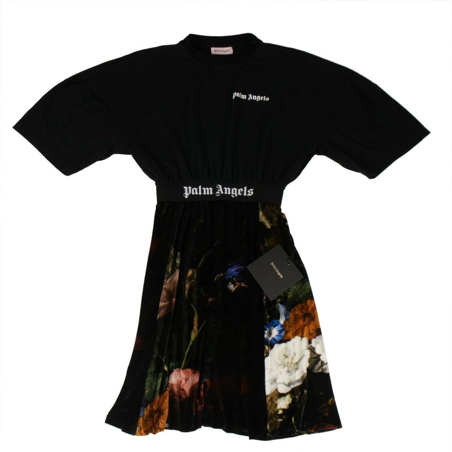 Macro Fower T-shirt Dress - Black / Multi