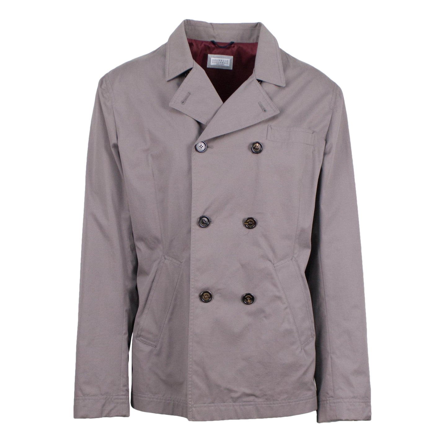 BRUNELLO CUCINELLI Brown Cotton Peacoat Jacket