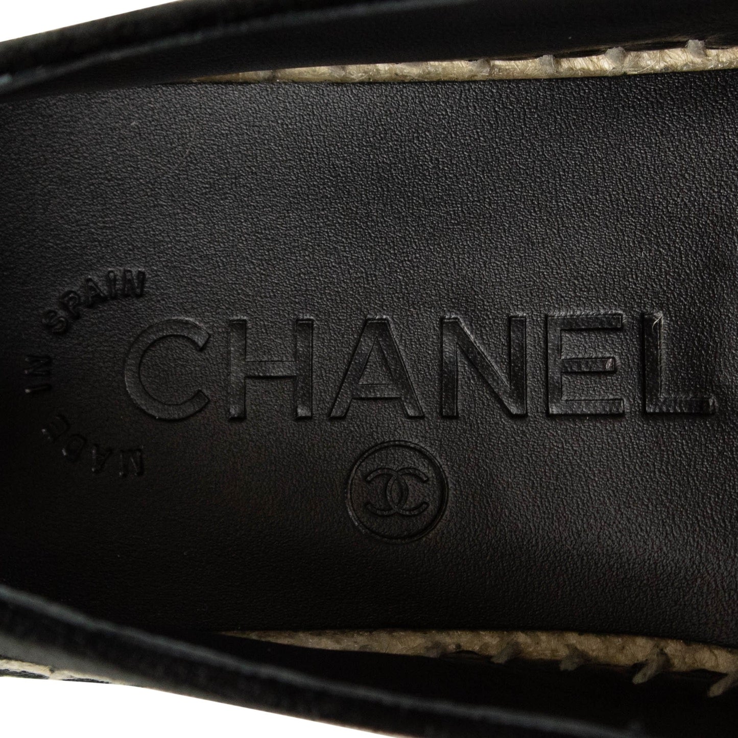 Velvet 'Chanel' Gold Lettering Espadrilles - Black