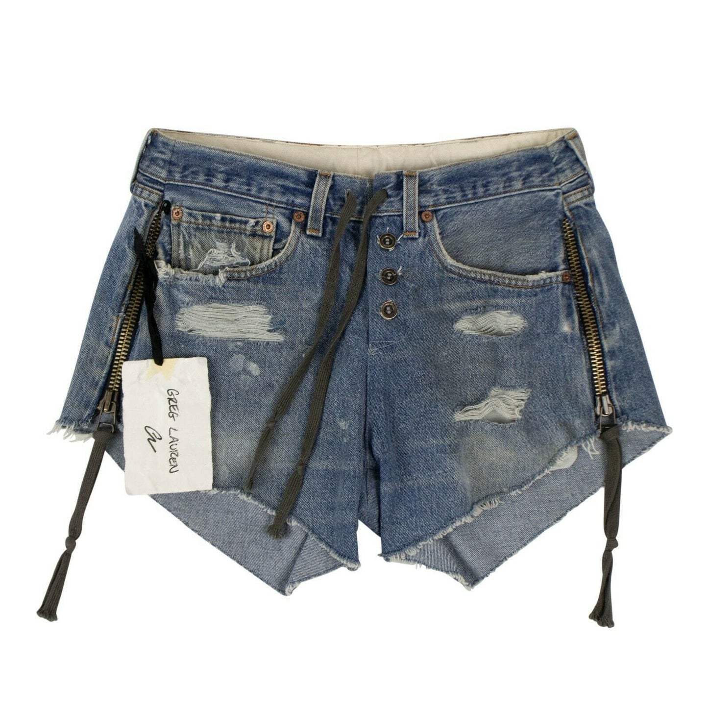 Vintage Denim Zipper Jean Shorts - Blue