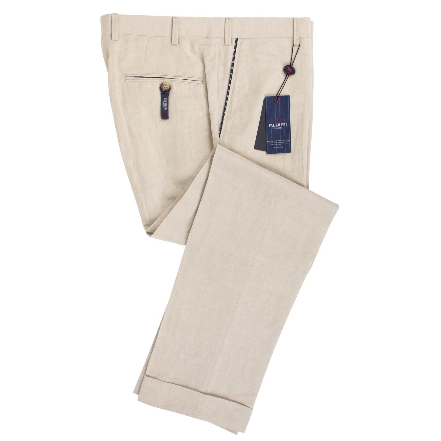 Beige Silk Blend Dress Pants