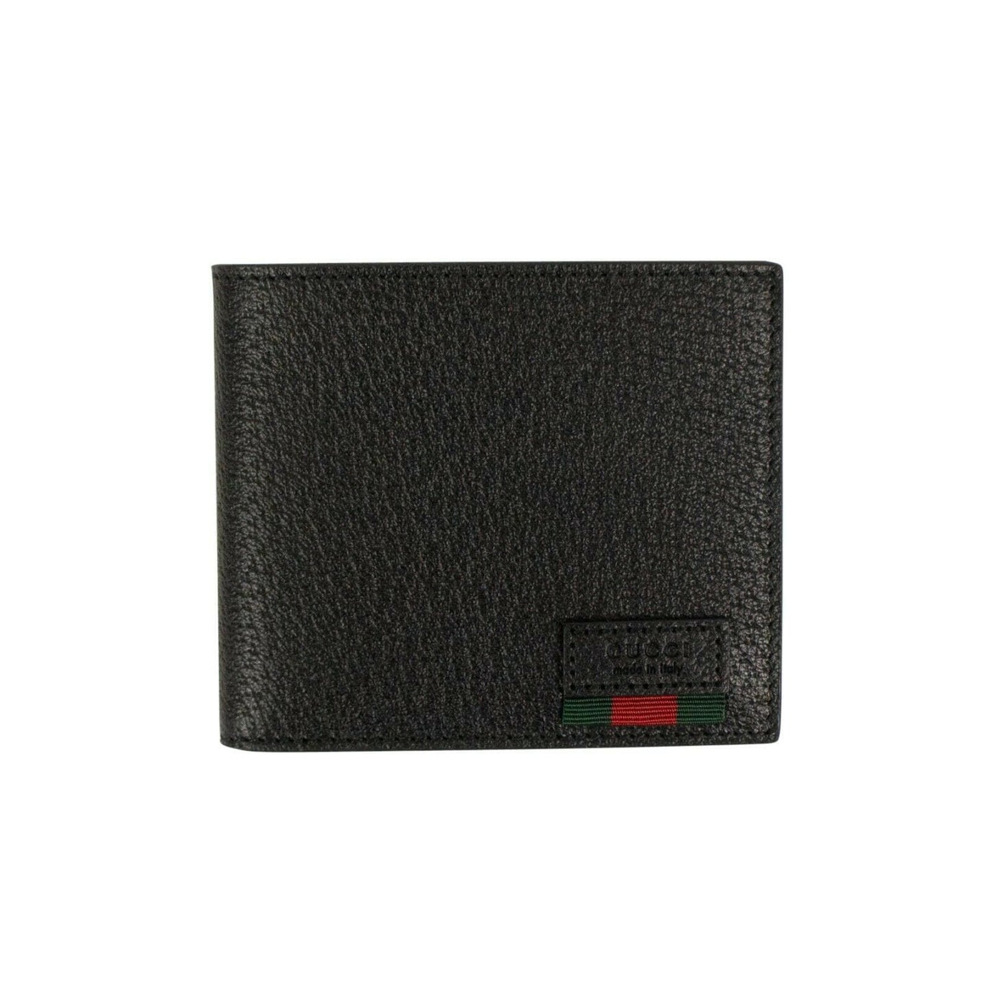 Web Grained Leather Bi-Fold Wallet - Black