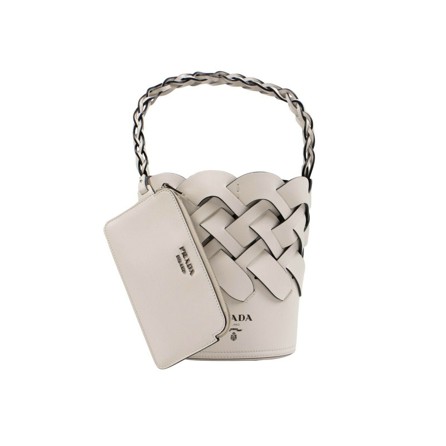 Tress Large Woven Bucket Bag - White