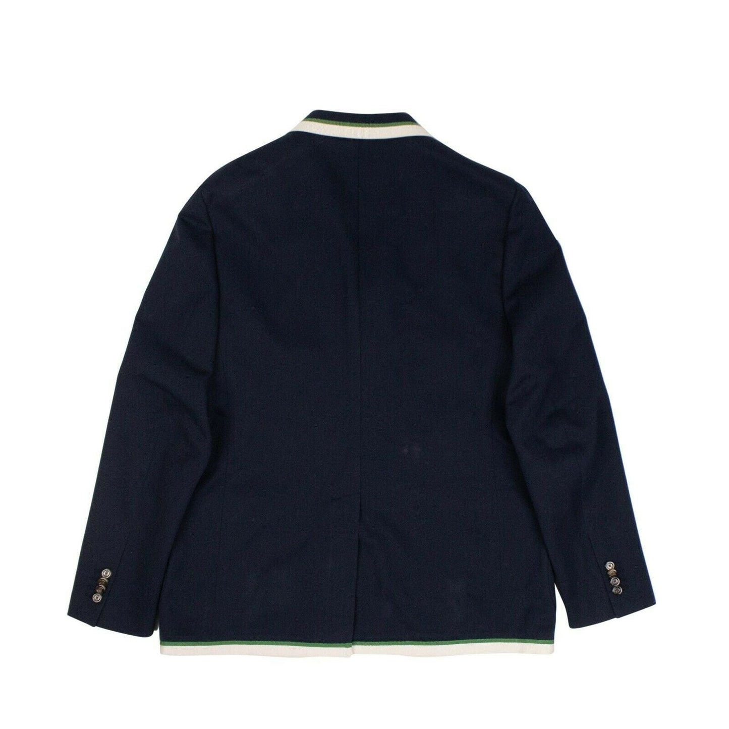 Contrast Trim Blazer Jacket - Navy Blue