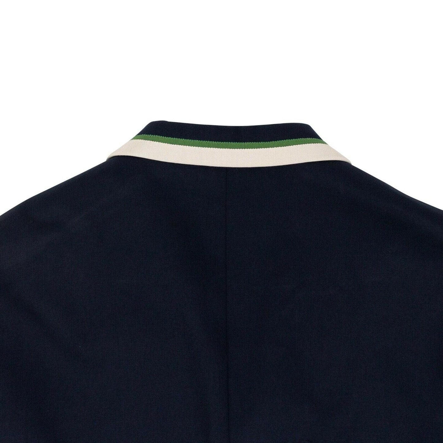 Contrast Trim Blazer Jacket - Navy Blue