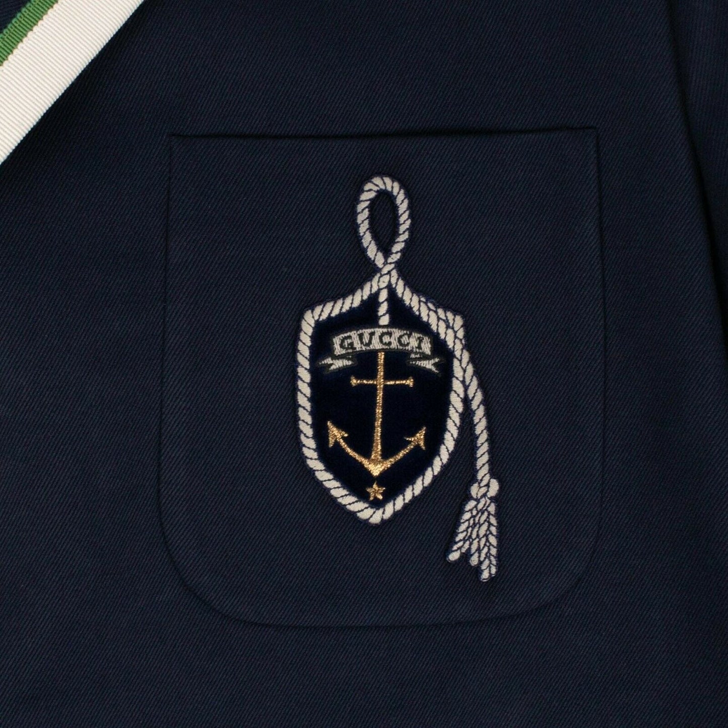 Contrast Trim Blazer Jacket - Navy Blue