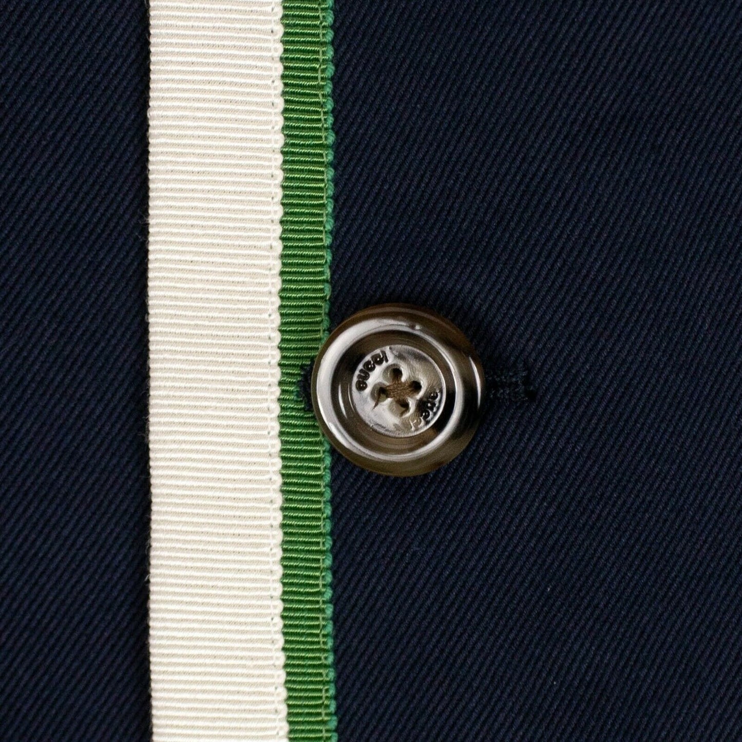Contrast Trim Blazer Jacket - Navy Blue