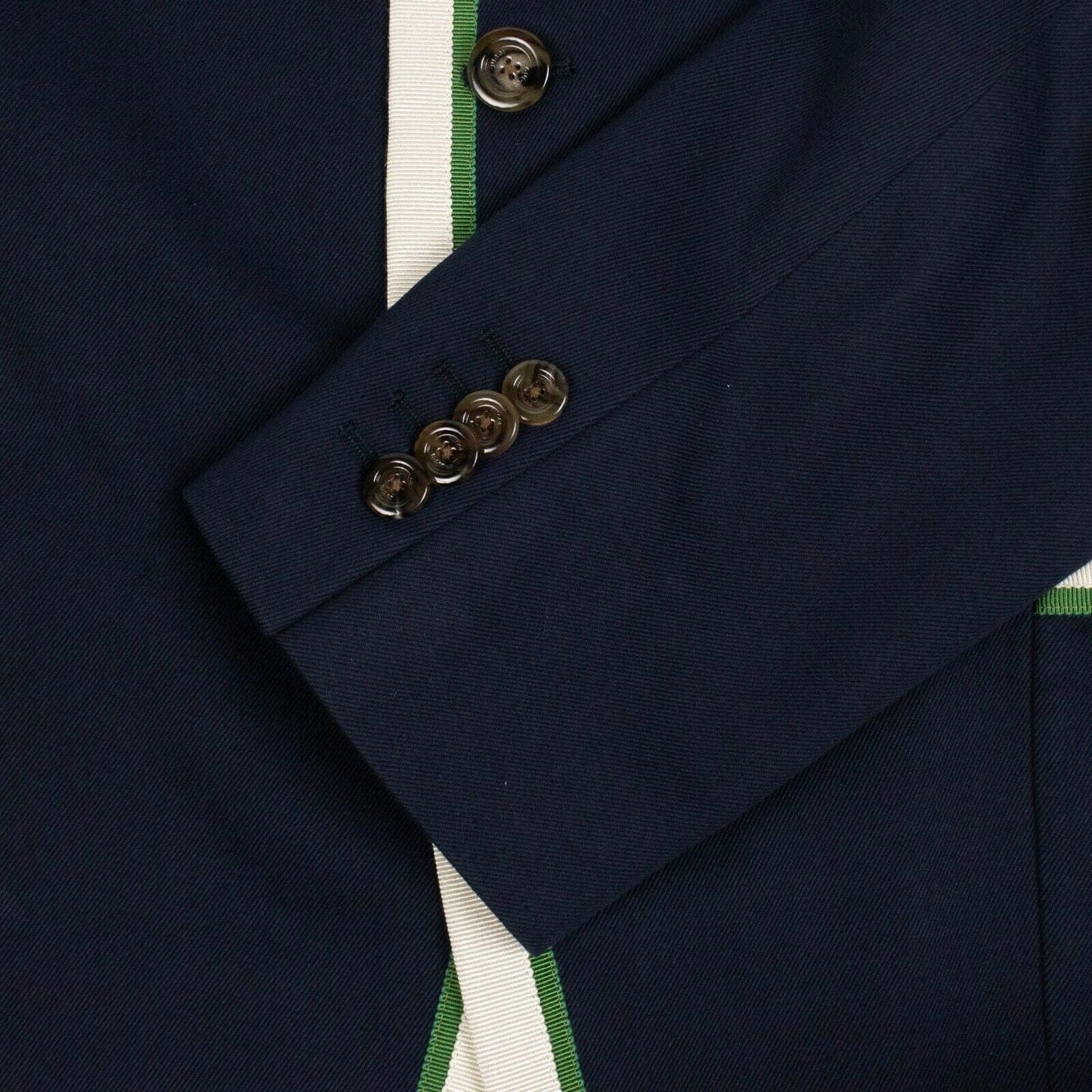 Contrast Trim Blazer Jacket - Navy Blue