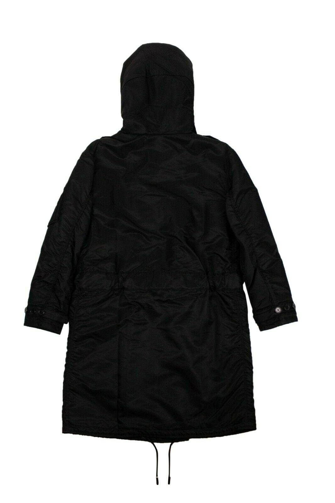 Belted Parka Long Coat - Black