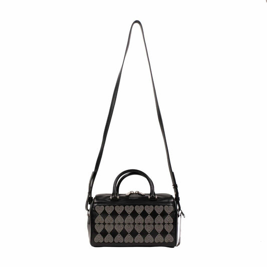 YSL Leather Hearts Design Baby Duffel Bag - Black