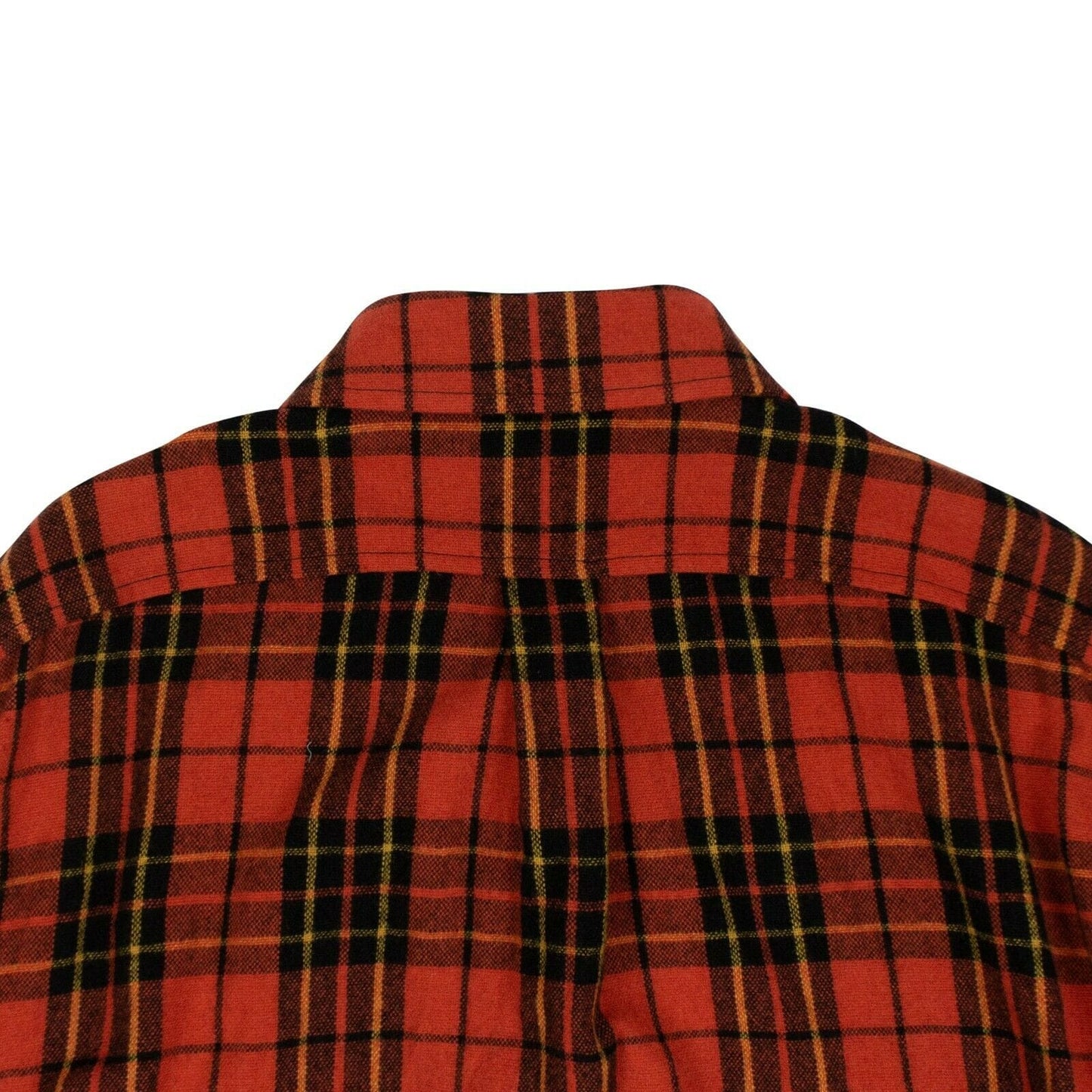 Wool Plaid Button Down Long Shirt - Orange