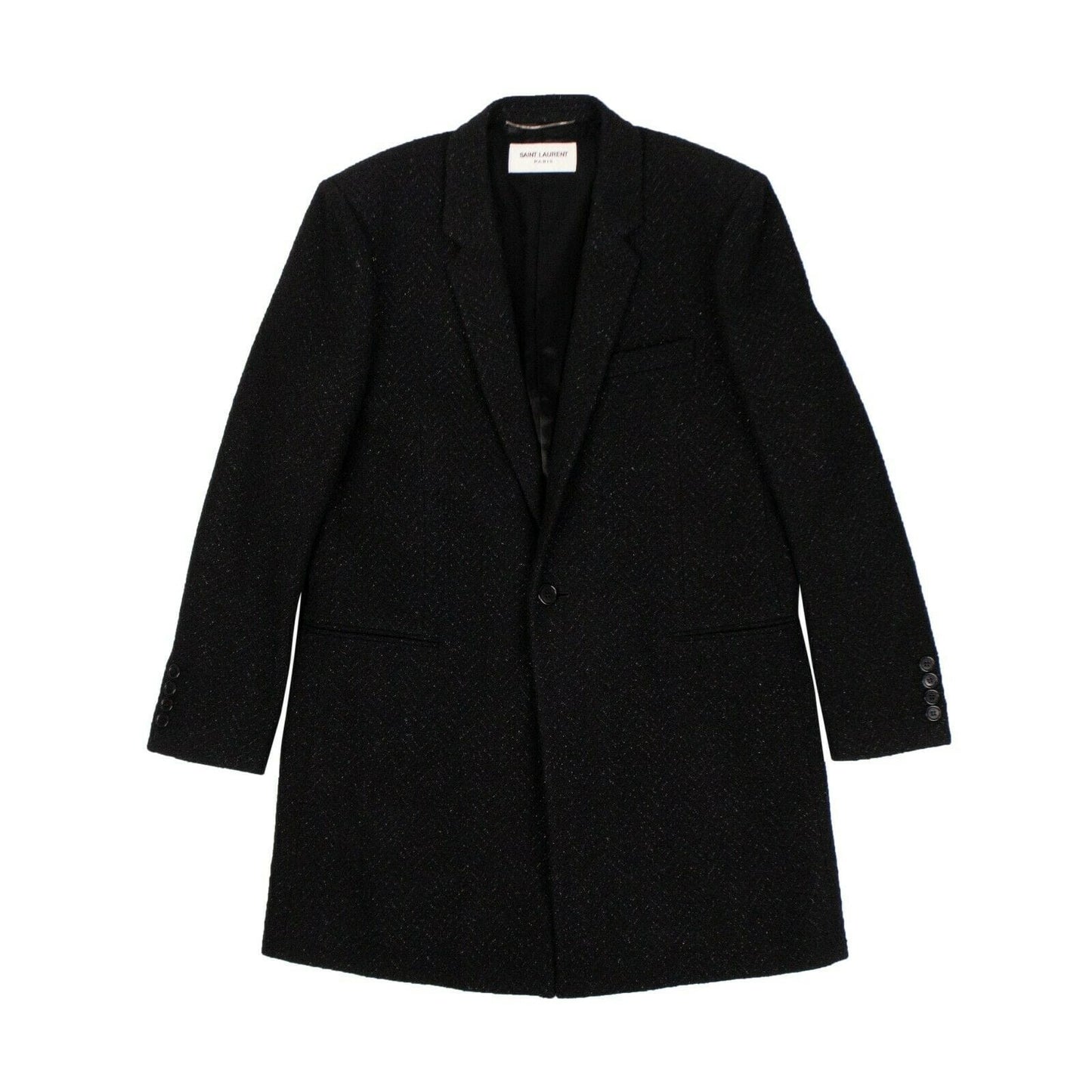 Wool Lurex Chevron Finish Allure Coat - Black