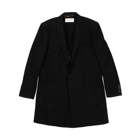 Wool Lurex Chevron Finish Allure Coat - Black