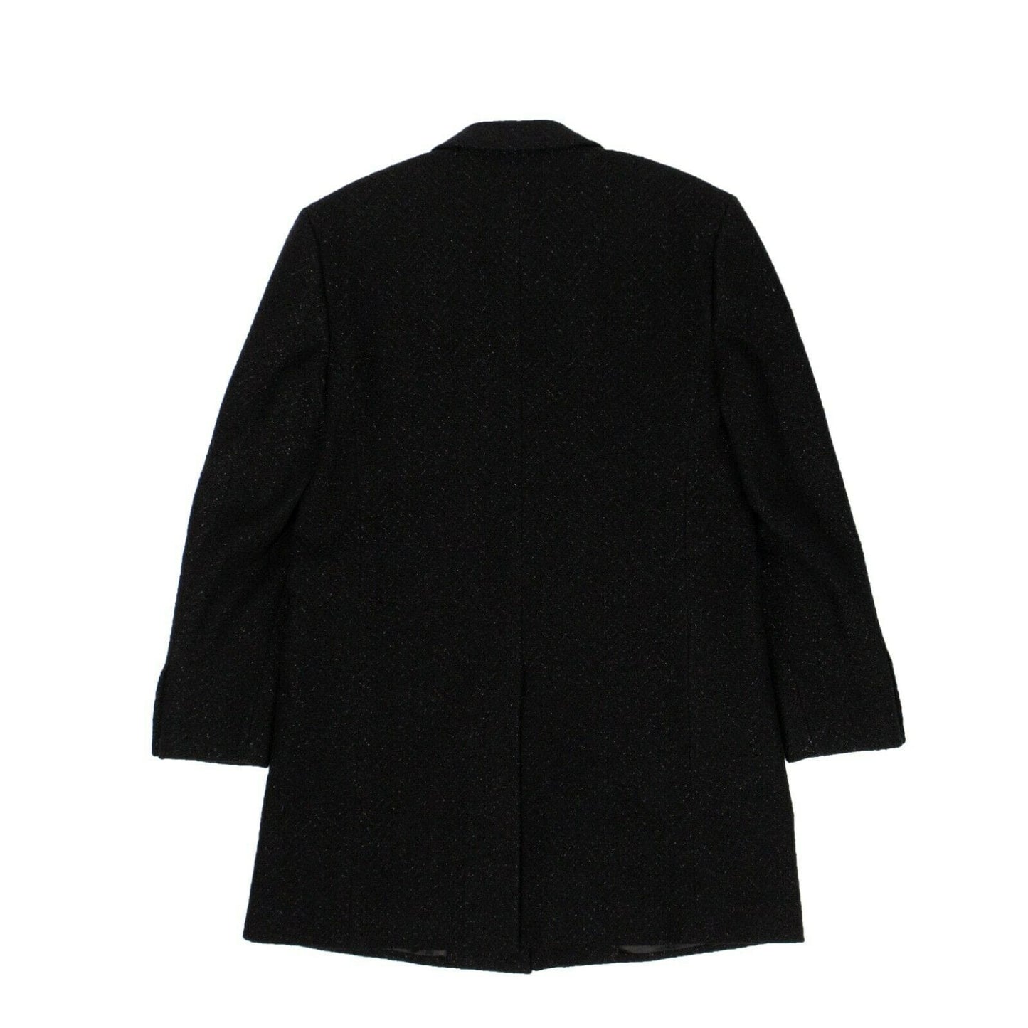 Wool Lurex Chevron Finish Allure Coat - Black