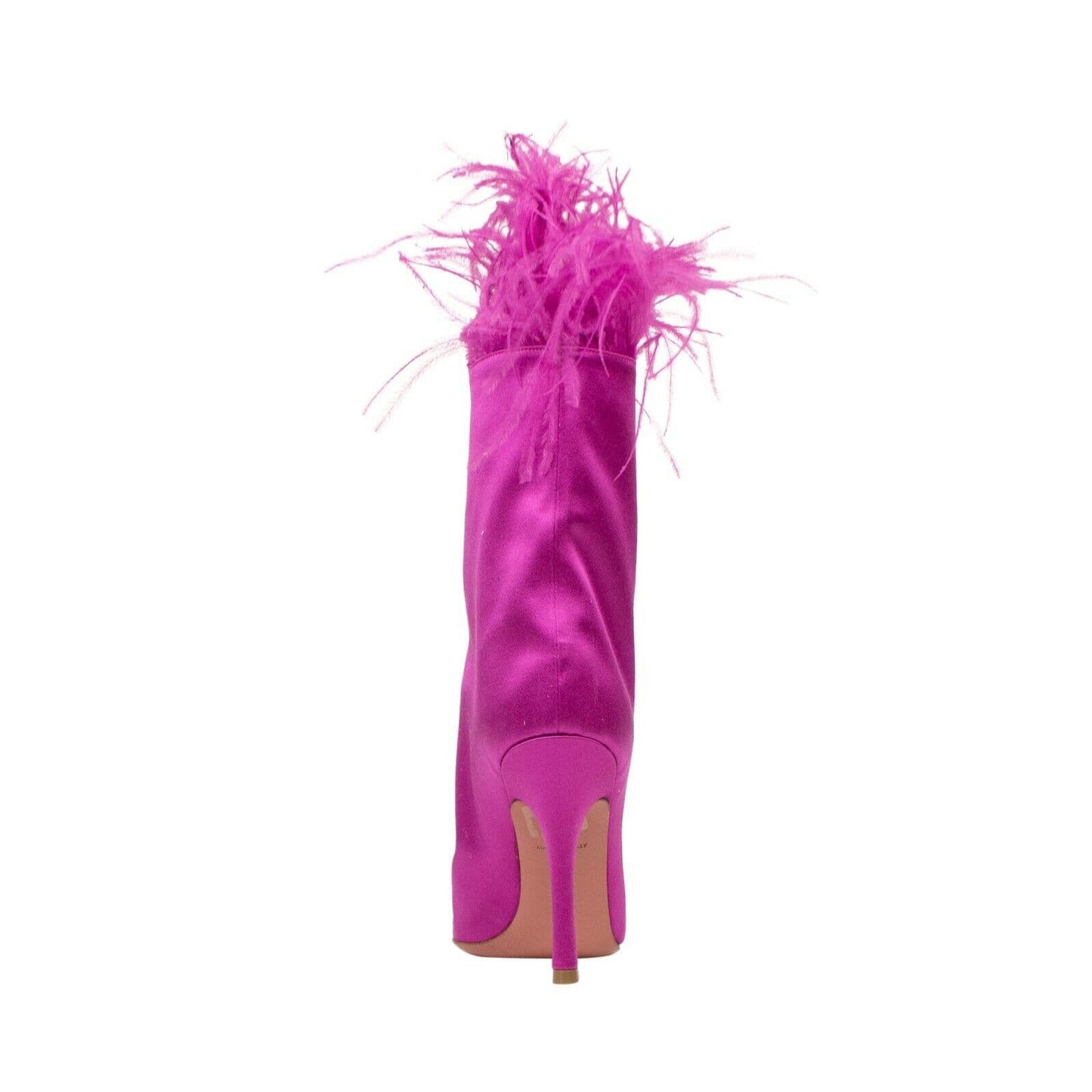 Satin 'Nakia Plume' Heels Boots - Pink