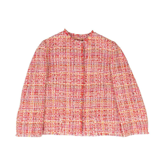 Tweed Cropped Jacket - Red/Pink