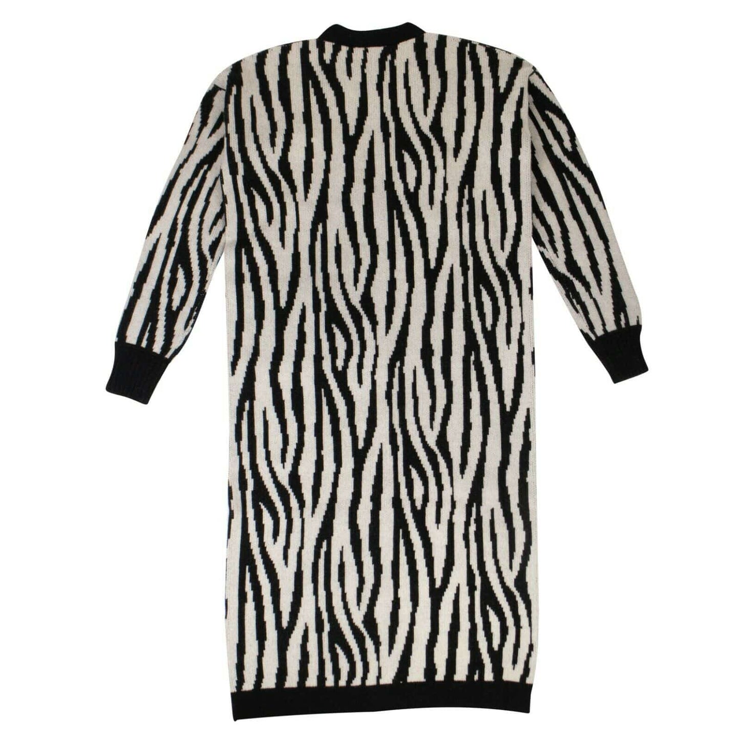 Zebra Extra Long Cardigan Sweater - Black And White