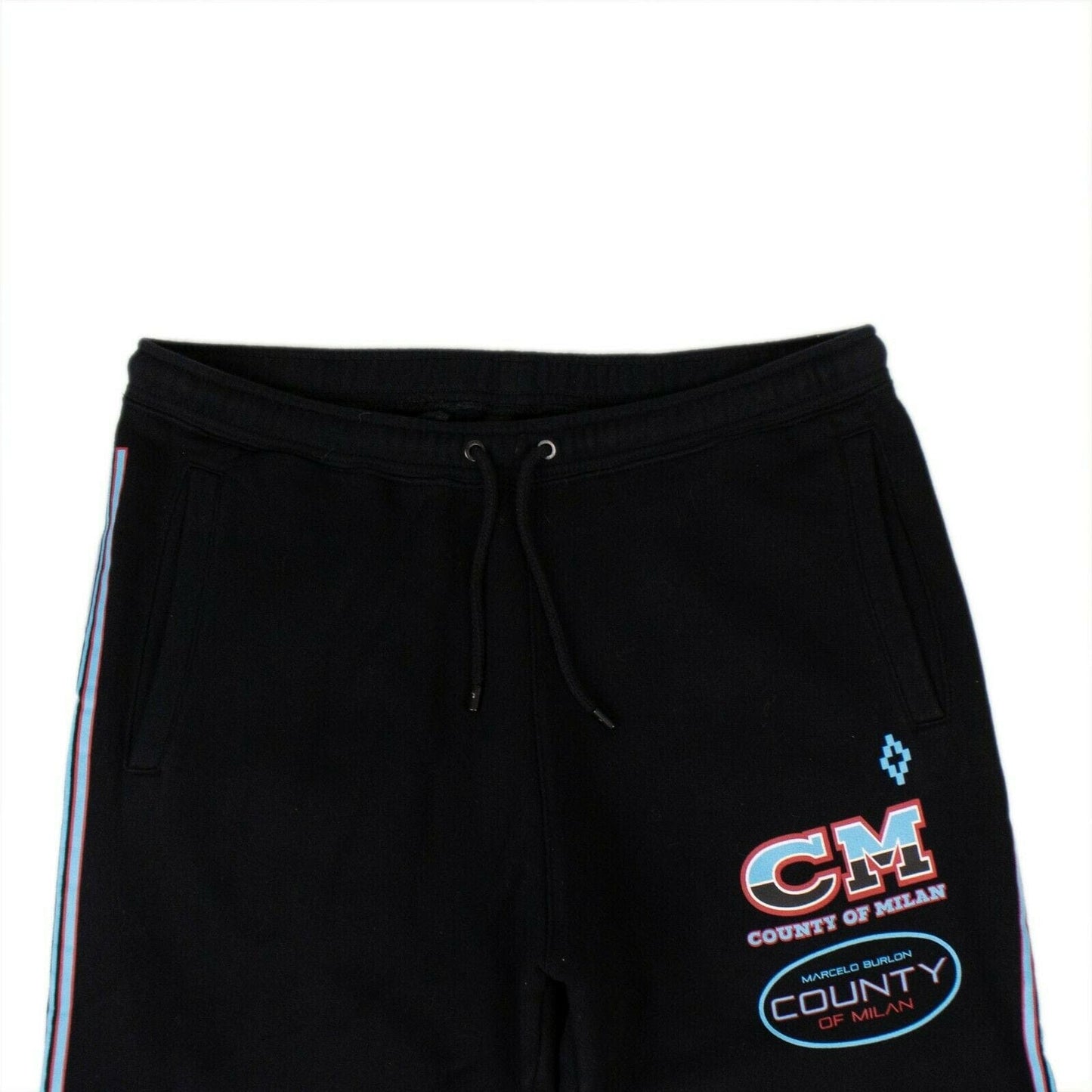 NWT MARCELO BURLON Black Cotton 'CM' Loose Sweatpants Size L $385