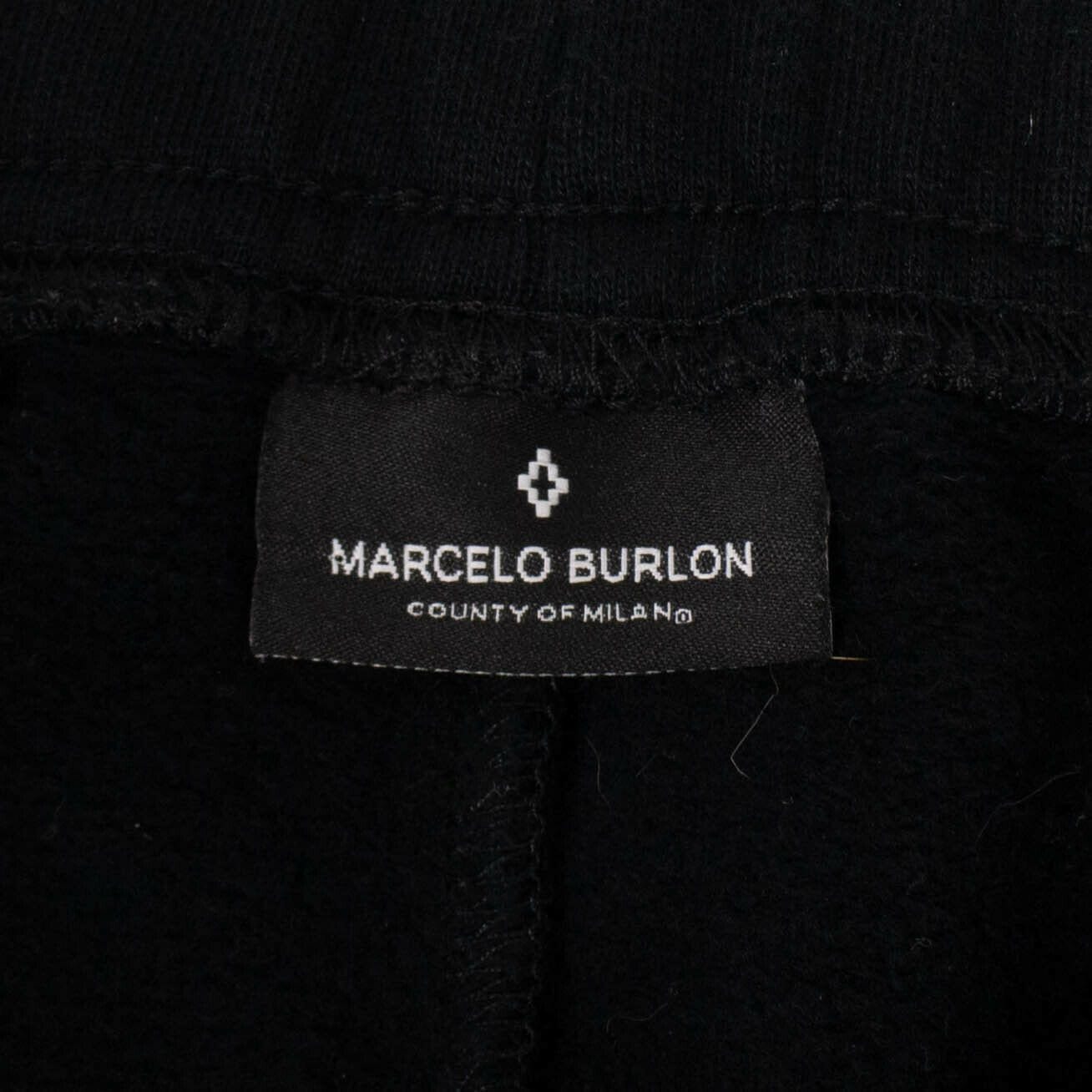 NWT MARCELO BURLON Black Cotton 'CM' Loose Sweatpants Size L $385