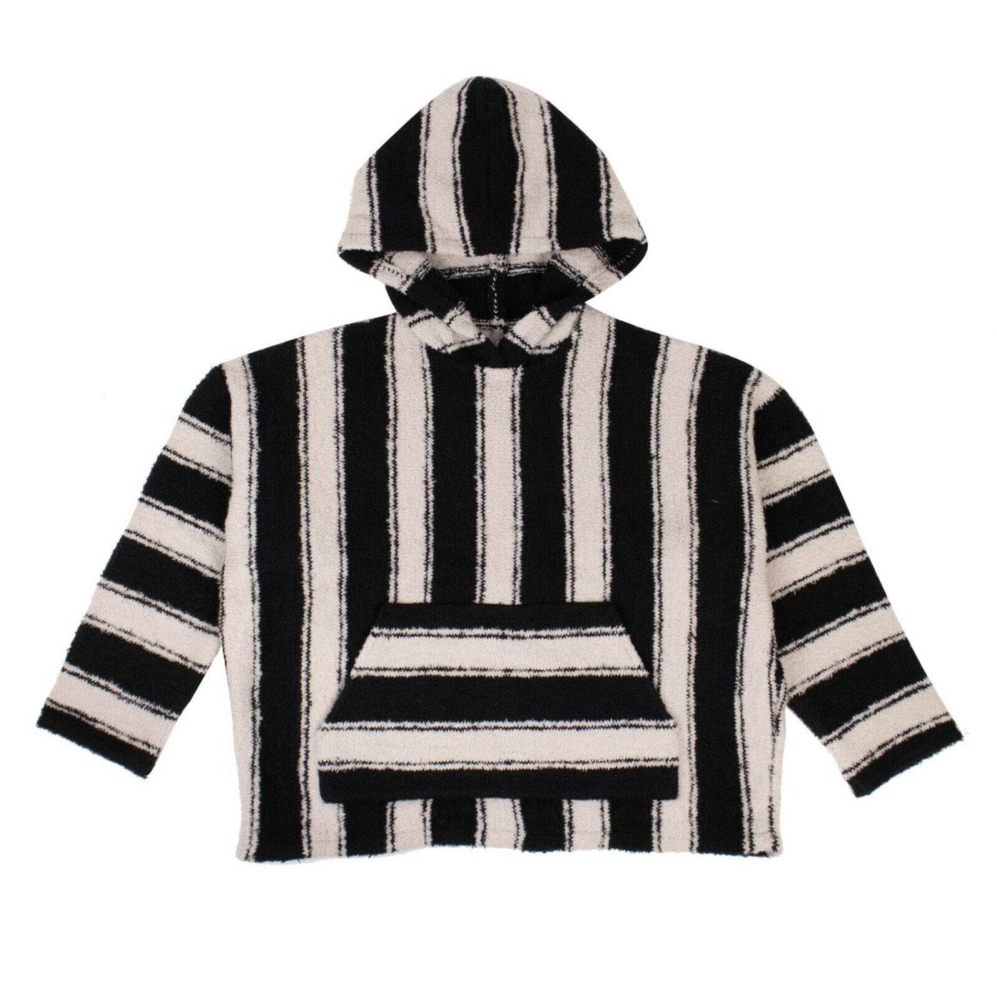 Wool 'Baja' Striped Hoodie Sweatshirt - White/Black