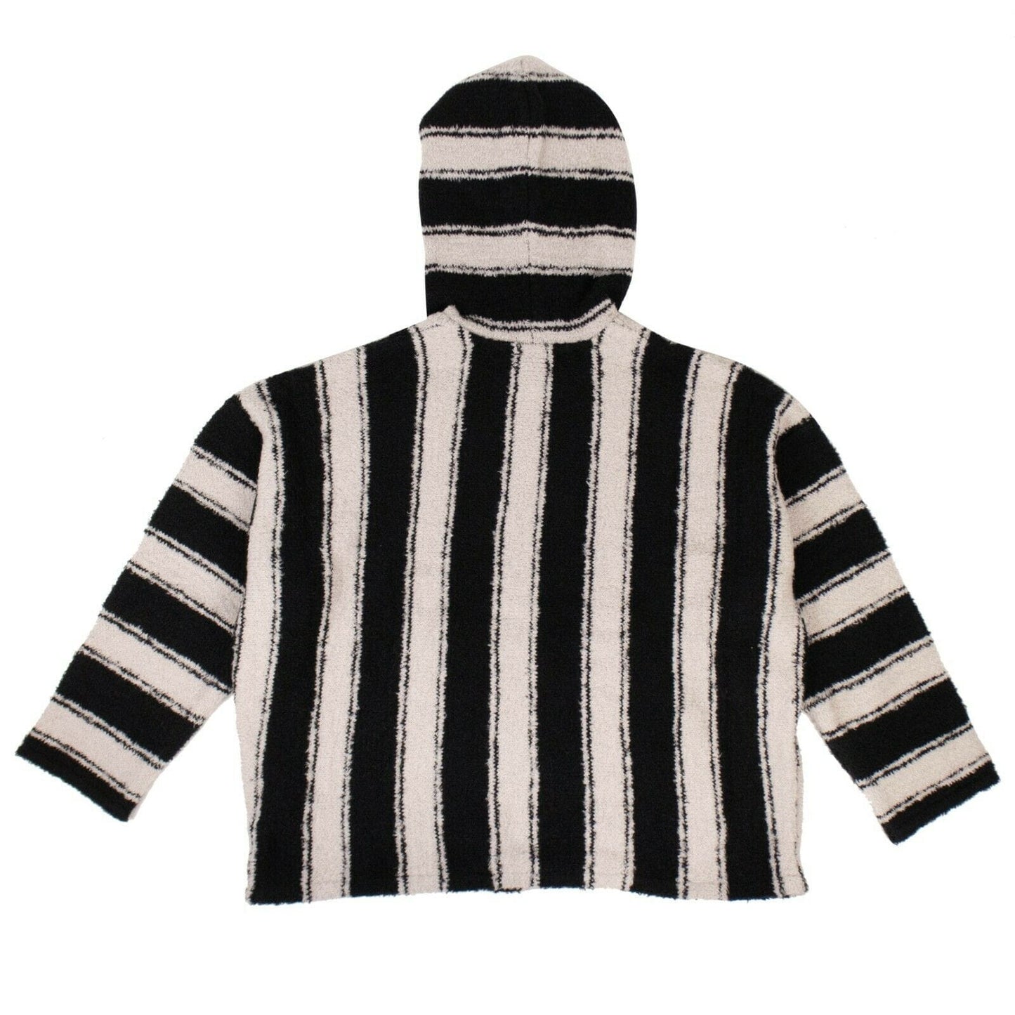 Wool 'Baja' Striped Hoodie Sweatshirt - White/Black