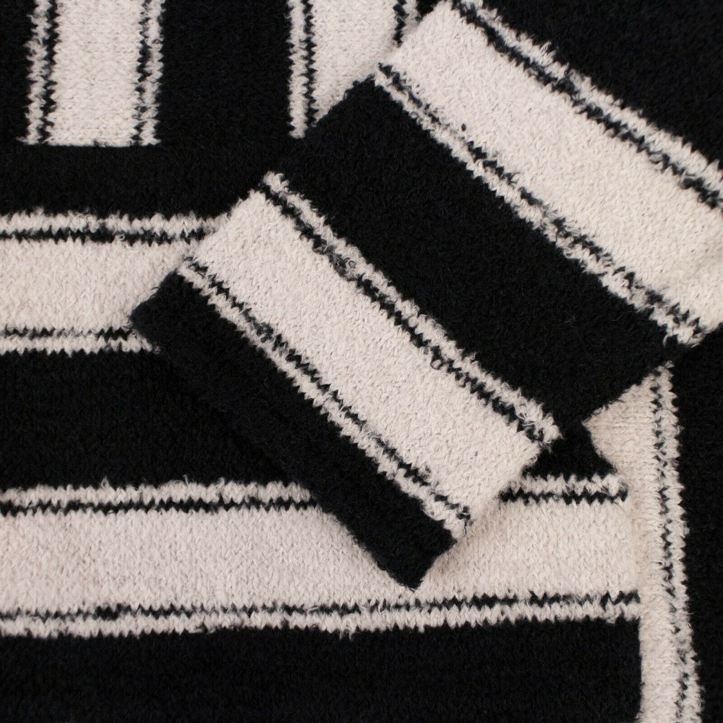 Wool 'Baja' Striped Hoodie Sweatshirt - White/Black