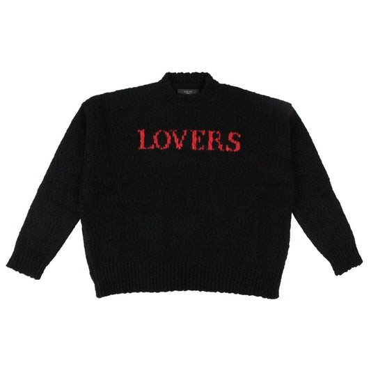 Wool Red 'Lovers' Oversized Sweater - Black