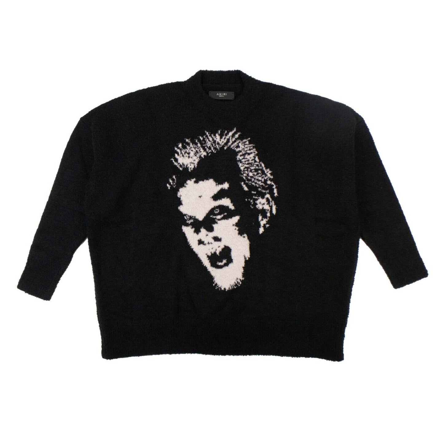 Wool 'Lost Boys Face' Oversized Sweater - Black