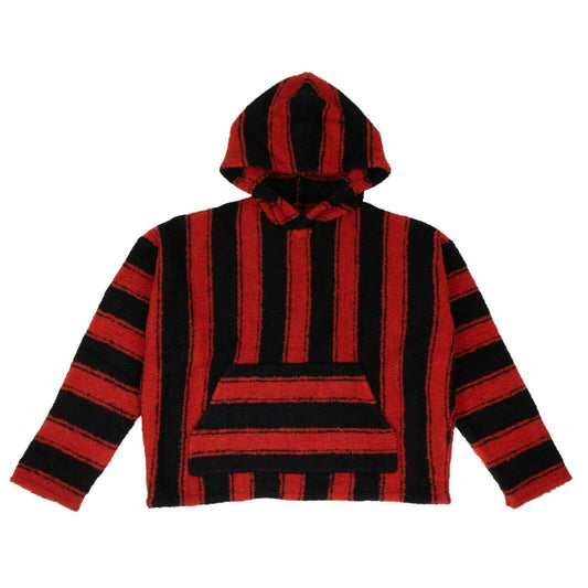 Wool 'Baja' Striped Pullover Hoodie Sweatshirt - Red/Black